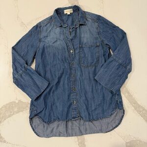 Cloth & Stone x Anthropologie Chambray Button Up Popover Top Women’s Small Blue
